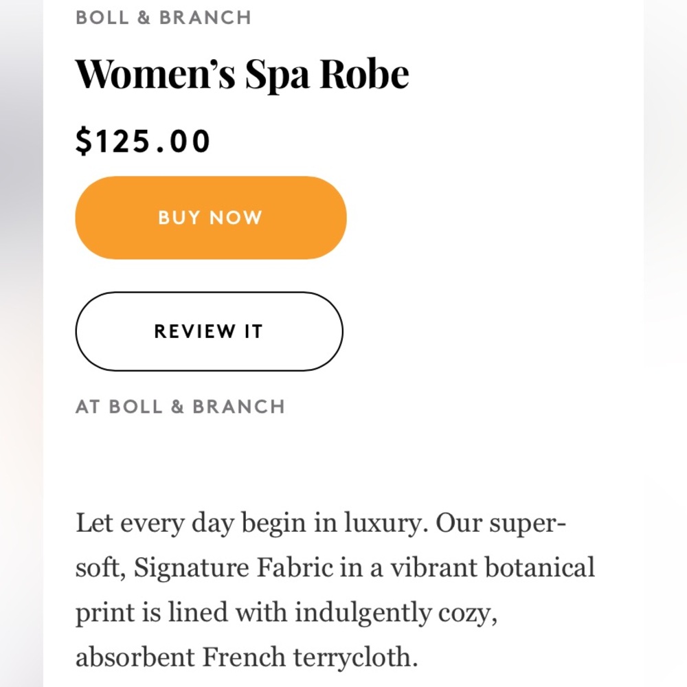 Boll & Branch Spa Robe Size S - Picture 3 of 16